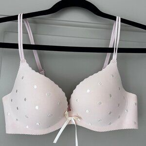 New Victoria's Secret Embrace Push Up Light Pink Polka Dot Bra Size 34B